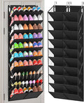 20-30 Pairs Over the Door Shoe Organizer, Clear Pockets Hanging Shoe Storage for Closet, 10-Tier Door Shoes Rack, Handing Shoes Holder Fit All the Family's Sneakers, Boots, Heels, Black