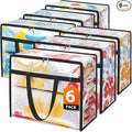 Clear Clothes Storage Bags, 6 Pack Closet Organizers and Under Bed Storage Containers, Foldable Moving Bags with Zippers for Comforter, Blanket, Bedding, Duvet, PVC Packing Bags 60L