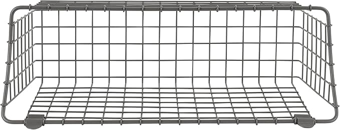 Spectrum Extra Large Wire Wall Mount Storage Basket Industrial Gray, Vintage Wire Basket Wall Mount Organizer Modern for Pantry Kitchen and Bath, Versatile Wall Mount Storage Basket Wire Caddy
