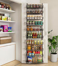 10-Tier Over The Door Pantry Organizer, Pantry Organization and Storage, Black Metal Hanging Adjustable Basket, Wall Spice Rack Seasoning Shelves, Home & Kitchen Essentials