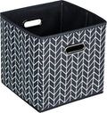 Black Foldable Storage Cubes Bins , Fabric Storage Box Cubes Organizer Baskets with Dual Handles for Home Organizer (Grey Wave)