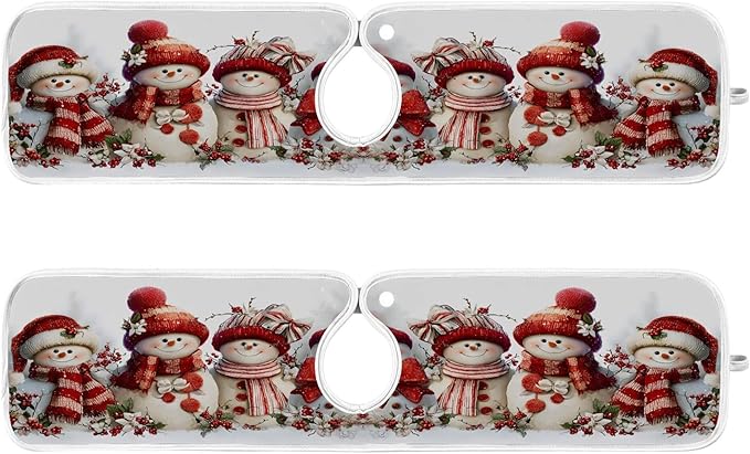 2 Pack Faucet Splash Catcher Snowmen Sink Mat for Faucet Absorbent Kitchen Splash Guard Drip Catcher for Farmhouse Barthroom Bar, L