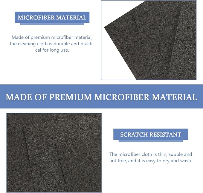 balacoo 3pcs Microfiber Glass Cleaning Cloths 30x30cm Gray Absorbent Wiping Towels for Windows Mirrors Car and Household Use