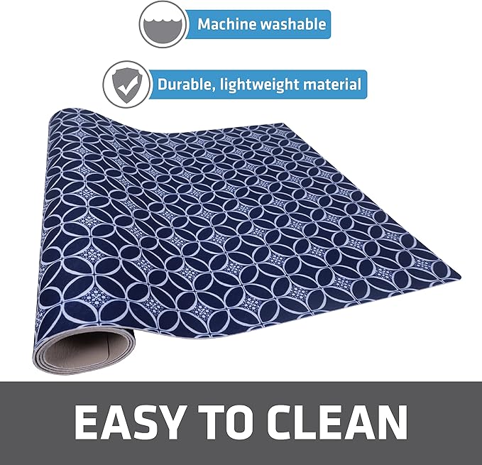 Drymate Premium XL Under Sink Mat, Waterproof Cabinet Protection Mats for Kitchen & Bathroom, Absorbent Shelf Liners, Slip-Resistant, Non-Adhesive, Machine Washable (USA Made)(24”x59”)(Indigo)