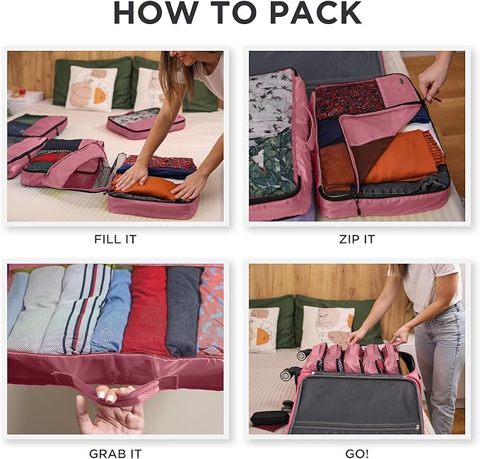 Dot&Dot 5 Pcs Large Travel Packing Cubes for Suitcases - Carry on Luggage Organizer Bags