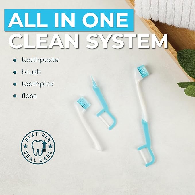Brushee - The Evolution of Oral Care | 4-in-1 Tool (Paste + Brush + Floss + Pick) | Individually Wrapped | Disposable | Prepasted Travel Toothbrushes | Small Adult Toothbrush - (24-Pack)