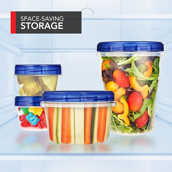 Stock Your Home 16oz Plastic Containers with Twist Top Lids (10 Pack), 2 Cup Freezer Containers with Lids for Leftover Food, Airtight Reusable Soup Containers, Microwave and Dishwasher Safe