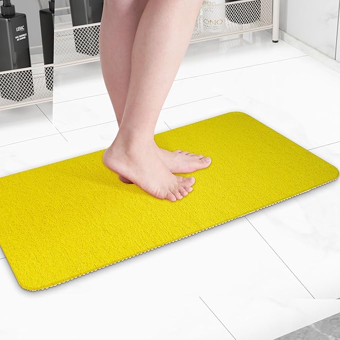 Hargiis Non-Slip Bathtub Mat, Anti Slip Shower Mat, Fast Drying Bathtub Mats, Foot Scrubber Mat, Anti Slip Mat for Tub, Floor, Bathroom, Kitchen, Home, Hotel (Yellow 32"×17")