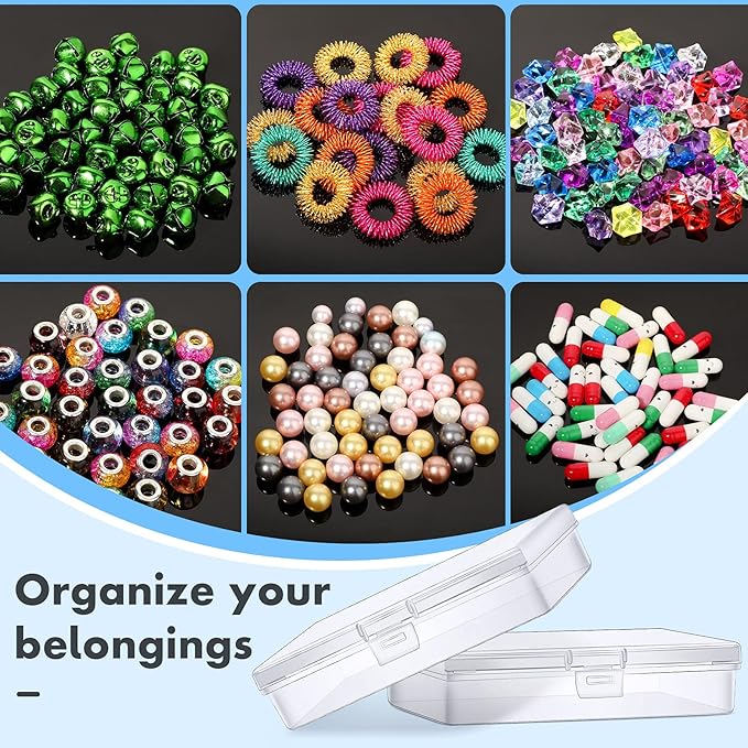 6 Pieces Mini Plastic Clear Beads Storage Containers Box for Collecting Small Items, Beads, Jewelry, Business Cards, Game Pieces, Crafts (5.2 x 3 x 1.2 Inch)
