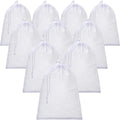TecUnite 10 Pcs Mesh Bags Drawstring Laundry Bags Large Nylon Mesh Gift Dishwasher Bag with Sliding Drawstring for Kitchen Jewelry Gifts Wedding Favor Home(24 x 36 Inch,White)