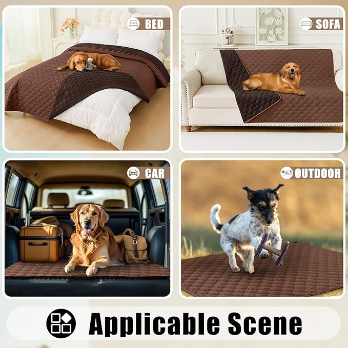 Smiry Waterproof Dog Bed Cover Blanket, Soft Reversible Pet Blanket, Washable Leakproof Cats Dogs Couch Cover for Sofa, Couch, Furniture, Plaid (40x50 Inch, Brown/Chocolate)