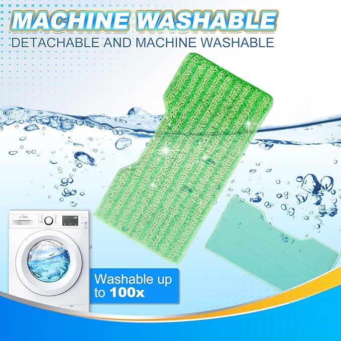 KEEPOW Washable & Reusable Mop Pads Compatible with Shark VACMOP VM252 VM200 VM401 VM180 VM252GN VC205 VM250 Cordless Vacuum Hard Floor Mop, Compatible with VACMOP Pads, Green, 4+2+1 Pack
