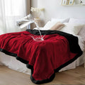 Waterproof Throw Blanket - Sherpa Fleece Reversible Throw, Soft Warm Leak-Proof Bed & Couch Protector for Kids, Pets & Everyday Spills (Velvet Red/Obsidian Black, Throw 50x60