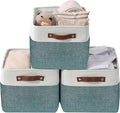DECOMOMO Storage Baskets for Shelves - Fabric Storage Bins, Linen Closet Organizers and Storage (Green & White, Large - 3 Pack)