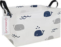 QUEENLALA Rectangular Laundry Hamper/Foldable Nursery Laundry Basket for Organizing/Storage Bin Baskets/Children Toy Office Bedroom/Toy Bin Closet Shelf Rec-Blue Cute Whale）