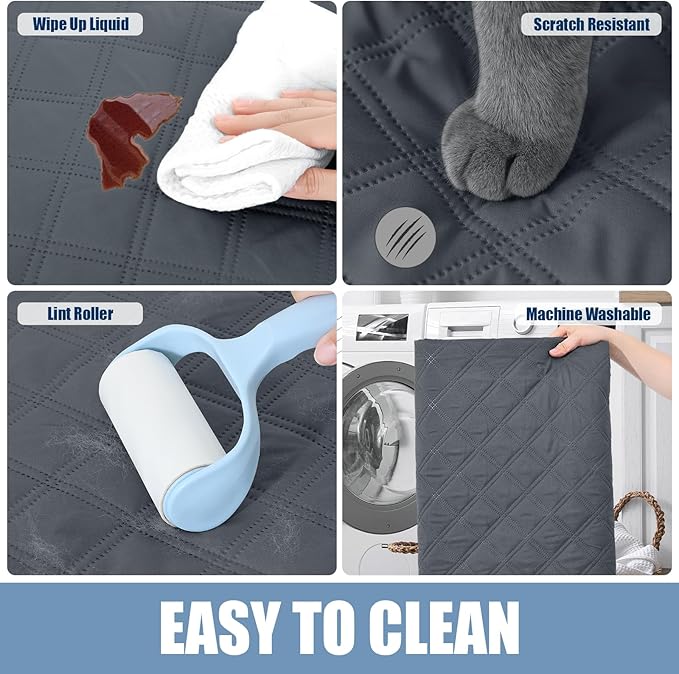 Smiry Waterproof Dog Bed Cover Pet Blanket, Soft Washable Dog Blanket for Furniture Bed Couch Sofa Reversible, Checkered (52"x82", Dark Grey/Dark Grey)
