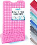 SlipX Solutions Power Grip 39x16 Bathtub & Shower Mat | Premium Non-Slip Bath Safety | Clear Pink