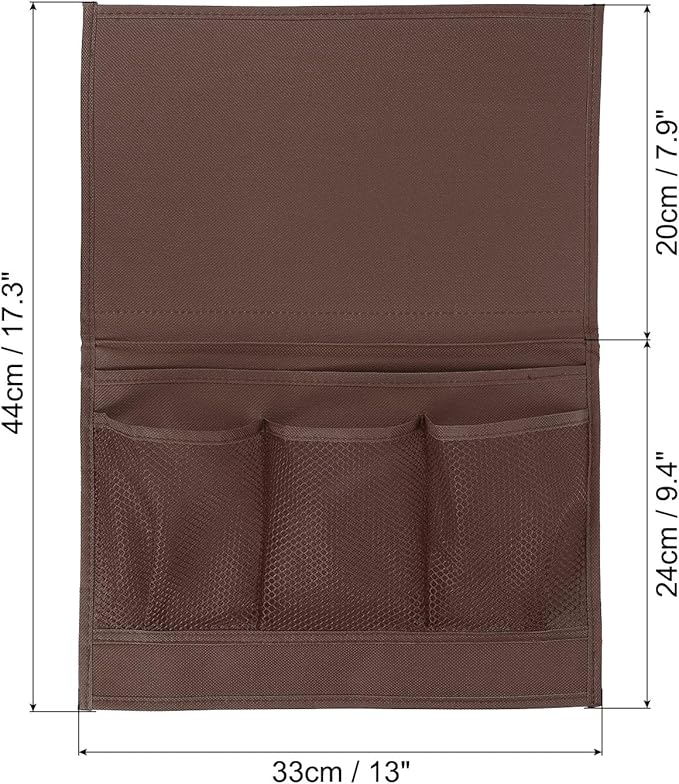 PATIKIL Bedside Caddy, Bedside Organizer with 5 Pockets, Brown, Canvas, Minimalist Style