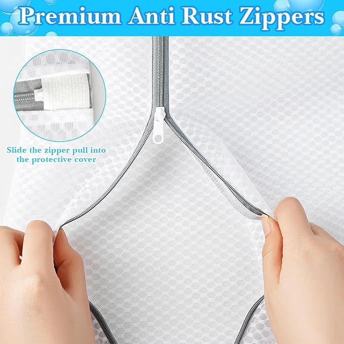 BLMHTWO 2PCS Honeycomb Mesh Laundry Bags for Delicates, Premium Durable Delicate Laundry Bag Large Mesh Bag with Sturdy Zippers, Lingerie Bags for Washing Delicates（24 x 24 in）