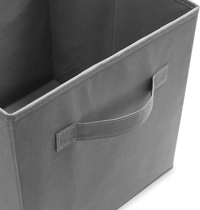 Casafield Set of 6 Collapsible Fabric Cube Storage Bins, Gray - 11" Foldable Cloth Baskets for Shelves, Cubby Organizers & More