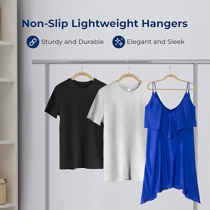 SereneLife 50 Pack Velvet Hangers - Non-Slip, 360° Swivel Hook - Ultra-Thin, Lightweight Velvet Hangers for Shirts, Sweaters, Hoodies, Kids Clothes & Dresses - Space-Saving