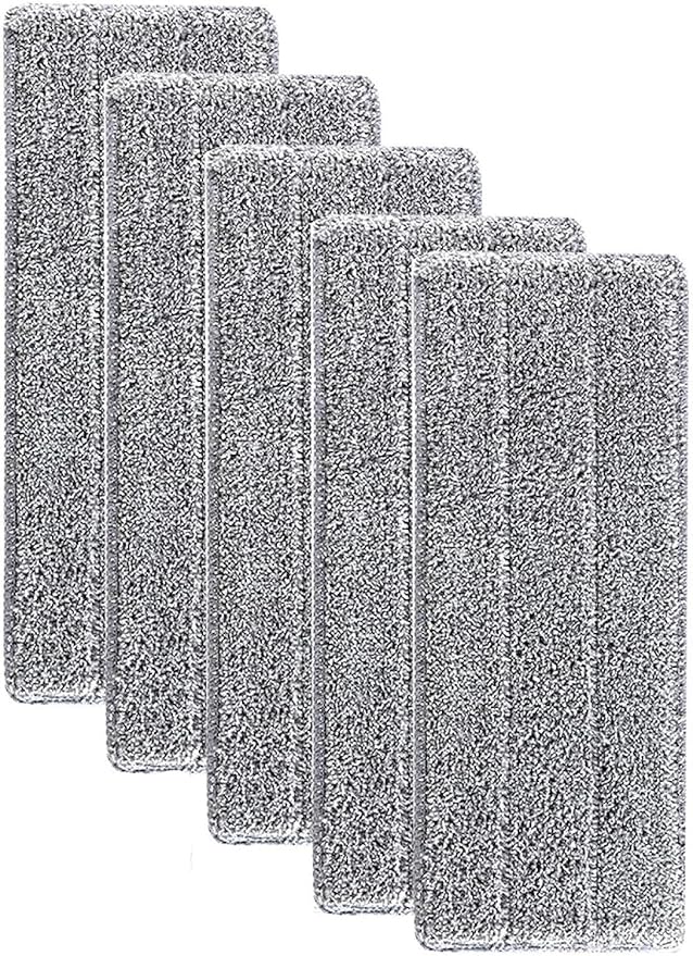 Generic Reusable Mop Pads, 12.6"" X 4.7"" Flat Mop Pads, 5/10 Pack Floor Mop Pads Refills Wet Mop Pads, Washable & Reusable Cloth Mop Head Replacements Microfiber Mop Cleaning Pads (5PC)