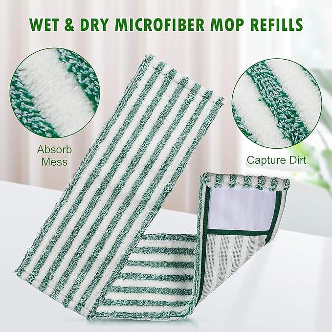 Microfiber Mop Refill for Libman Wet & Dry Microfiber Mop, 6 Pack Washable Mops Pads + 1 Count Laundry Bag