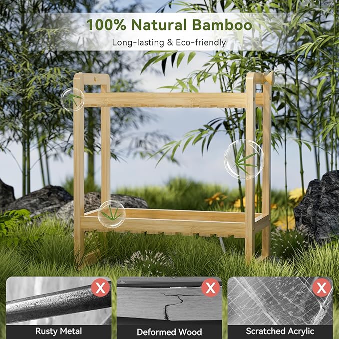 AmazerBath Bamboo Over The Toilet Storage Shelf - 2-Tier Bathroom Organizers and Storage Shelves, 2 in 1 Dual Stable Above Over Toilet Bamboo Shelf Home Storages Rack for Small Bathroom, Space Saver