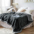 Waterproof Throw Blanket - Sherpa Fleece Reversible Cover, Soft Warm Leak-Proof Bed & Couch Protector for Kids, Pets & Everyday Spills (Charcoal Grey/Silver Grey, Throw 50x60