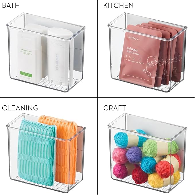iDesign Magnetic Small Clear Plastic Organizer Bins for Laundry Room Storage - 4-Pack
