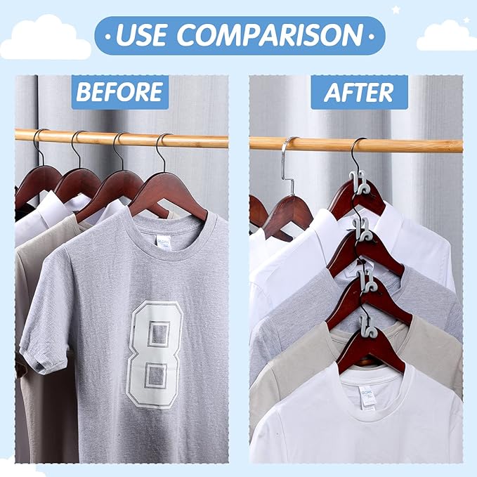 Unittype 150 Pcs Space Saving Hanger Hooks, Clothes Hanger Connector Hooks, Heavy Duty Space Saver Extender Clips for Closet Organizers (Gray)