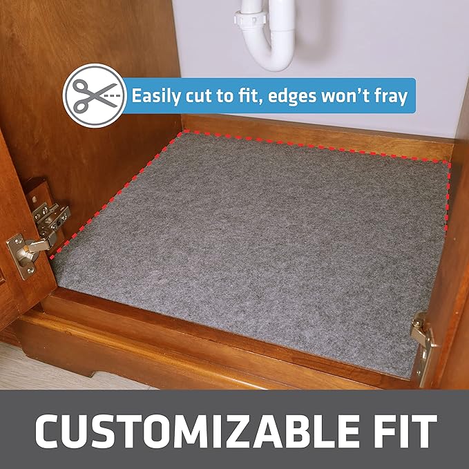 Drymate Premium Under Sink Mat, Waterproof Cabinet Protection Mats for Kitchen & Bathroom, Absorbent Shelf Liners, Slip-Resistant, Machine Washable (USA Made)(24”x29”)(Light Grey)(12-Pack)