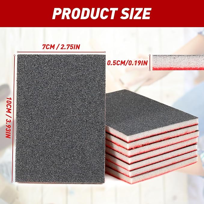 24 Pcs Sanding Sponge 2000 Grit, Washable & Reusable Sanding Blocks for Wood, Metal, Drywall, Glazing, Wet Dry Sandpaper for Smooth Finishing