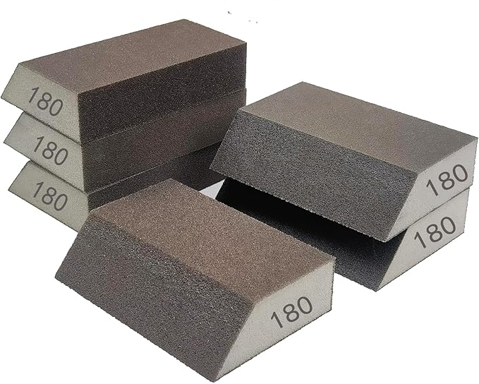 6 Pack Sanding Sponge, 180 Grit Sanding Blocks Assortment,Washable and Reusable for Wood Drywall Metal Home(180 Grit)