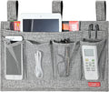 Zafit Linen Bedside Caddy, Bedside Storage Organizer for Hospital Beds, College Dorm Rooms or Baby Bed (6 Pockets-Grey)