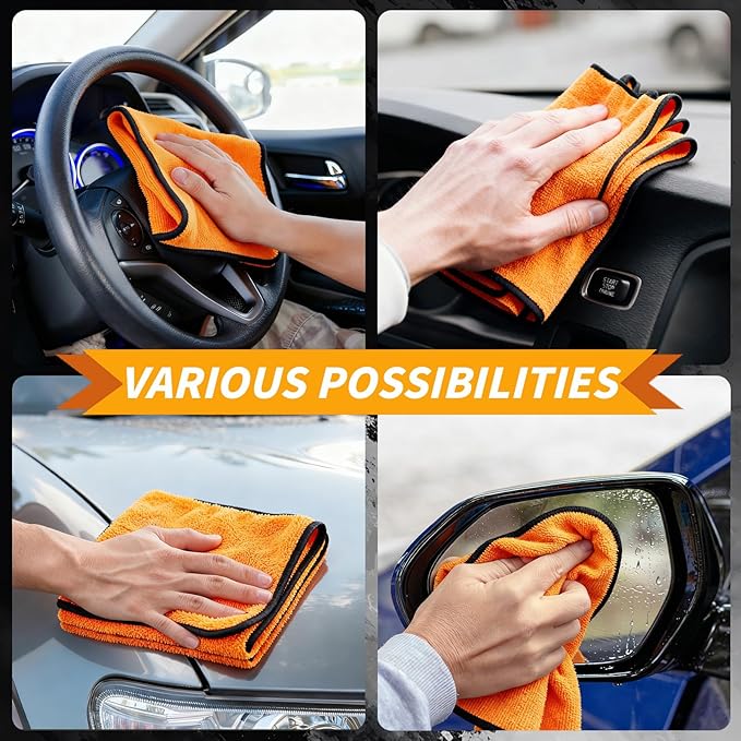 20 Pack Microfiber Car Drying Towel, 15.7 x 23.6 Inch Car Microfiber Cleaning Towels Bulk, Lint-Free, Quick Drying, Dual-Sided Detailing Buffing Polishing Waxing Soft Towels for SUV, Truck and Boats