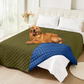 Smiry Waterproof Dog Bed Cover Pet Blanket, Soft Washable Dog Blanket for Furniture Bed Couch Sofa Reversible, Checkered (82"x102", Green/Navy)