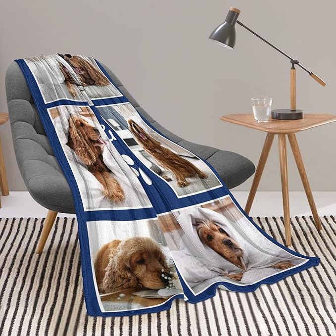 Personalized Pets Blanket with Photos, Custom Blanket for Small Dogs, Personalized Dog Blankets with Picture, Memorial Gifts for Pet Passing Away
