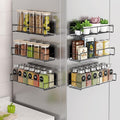 6 Pack Magnetic Spice Rack Organizer, Space Saver for Refrigerator and Whiteboard, Metal Fridge Shelf for Kitchen and Classroom, Black