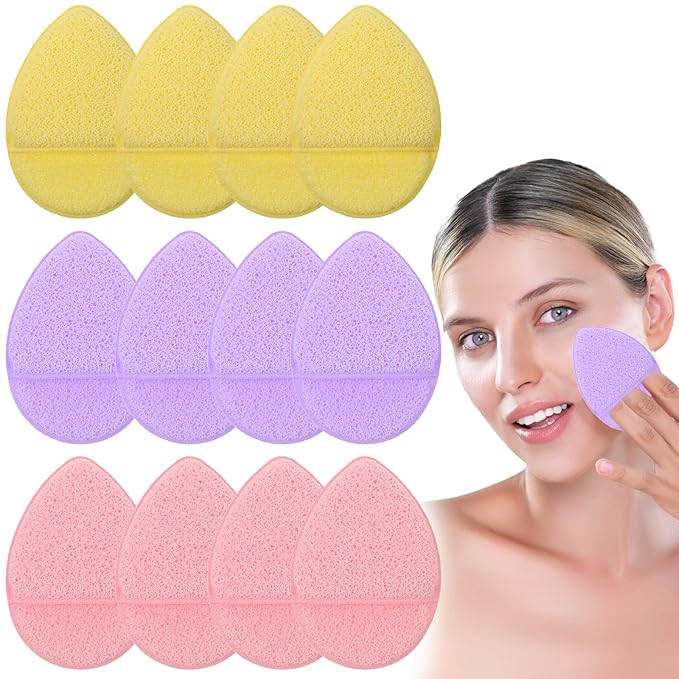 12 Pack Colorful Exfoliating Facial Sponges Face Cleansing Puff Facial Sponges Set Reusable Makeup Remover Exfoliating Pads for Washing Face Daily Cleansing