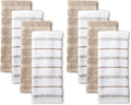 KitchenAid Albany Kitchen Towel 8-Pack Set, Milkshake Tan/White, 16"x26"