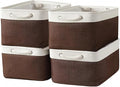 Sacyic Organization and Storage Basket for Organizing - 16x12x8 inch Large 4 Pack Fabric Storage Cube Collapsible Storage Bins for Shelves, Storage Box for Cloth Books Canvas(White & Flaxen)