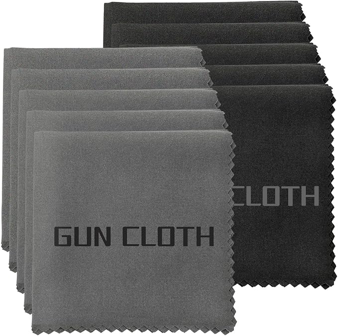 10 Pack Microfiber Gun Cleaning Cloth, 12"x12" Lint Free Gun Cleaning Rags, Reusable Microsuede Cleaning/Polishing Wipes Towels for Firearms, Knives, Glasses and Optics