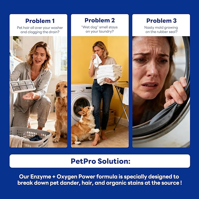 Washing Machine Cleaner Tablets for Pet Owners – Pro 30 Tablets | Deep Clean Formula to Remove Pet Hair & Odor| Septic Safe, Compatible with HE, Top & Front Load Washers