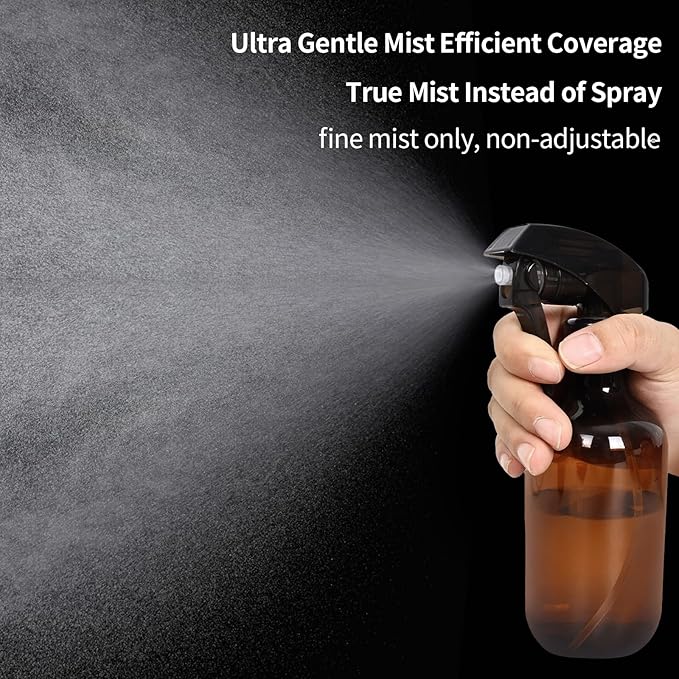 Cleaning Spray Bottles for Plants Misters for Inside, 2 Pack 10 oz Squirt, Water Spray Bottle Mist Sprayer, No Leak Hair Mister Empty with Adjustable Nozzle (Brown)