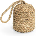 Decorative Door Stop With Handle - Natural Water Hyacinth Nautical Doorstop for Inside, Weight to Keep Open - Cute Stoppers for Bottom (Seagrass/Concrete), Beige