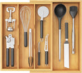 Lifewit Utensil Organizer for Kitchen Drawer, Expandable Cooking Utensil Tray, Cutlery Silverware Flatware Holder, Wood Adjustable Spatula Tools Storage Divider, 30-55 x 40cm, Natural