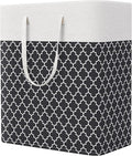 StorageRight Laundry Basket Hamper Large Collapsible Laundry Hamper with Easy Carry Handles，Freestanding Clothes Hampers for Laundry, Bedroom, Dorm, Clothes, Towels, 100L, Clover Black