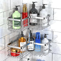 Yazoni Shower Caddy 2-Pack, No Drilling Shower Organizer Corner Shelf for Bathroom Tub, Stainless Steel Shower Caddy Corner Shelf for Bathroom Kitchen(Silver)