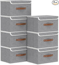 Yawinhe Collapsible Storage Boxes, Foldable Bin with Lids, Cube Clothes Organizer Basket with Handles, Grey, 13.0''Lx9.0''Wx7.9''H, 7-Pack, SNK024GS-7